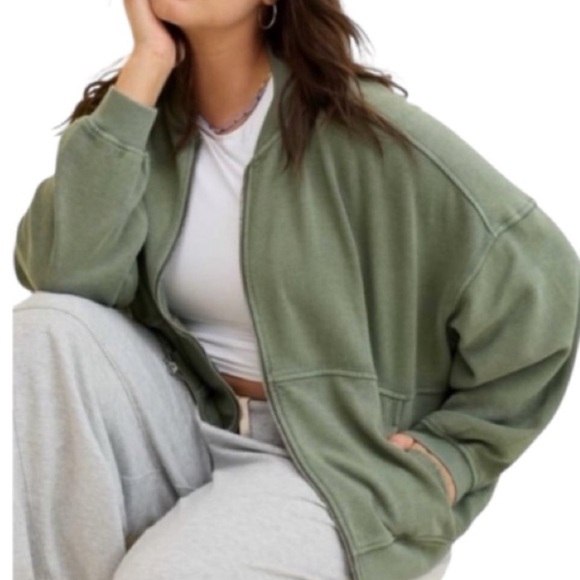 aerie Tops - Aerie Olive Green Full Zip Sweatshirt